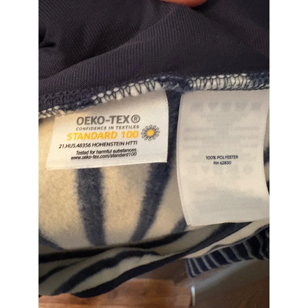 Lands End Womens Navy White Striped Fleece Snap Neck Pullover Sweatshirt Large - Picture 5 of 6